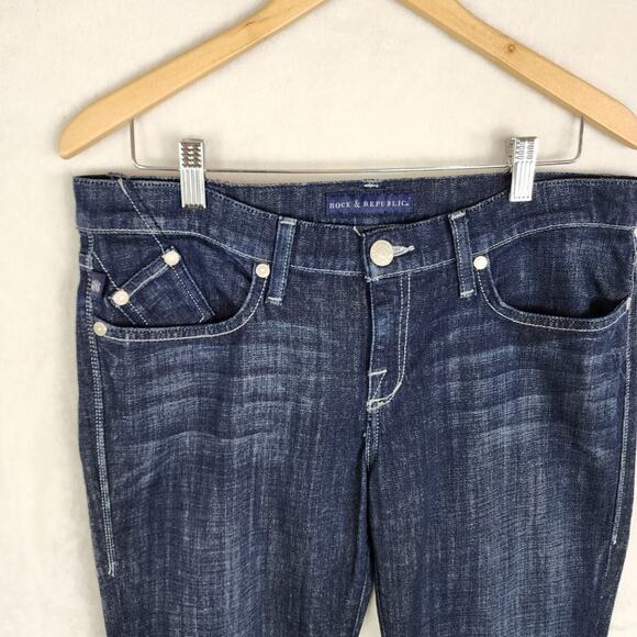 Rock & Republic Tall Bootcut Jeans Women 32X36 Kasandra Mid Rise Logo Pocket - Picture 3 of 8